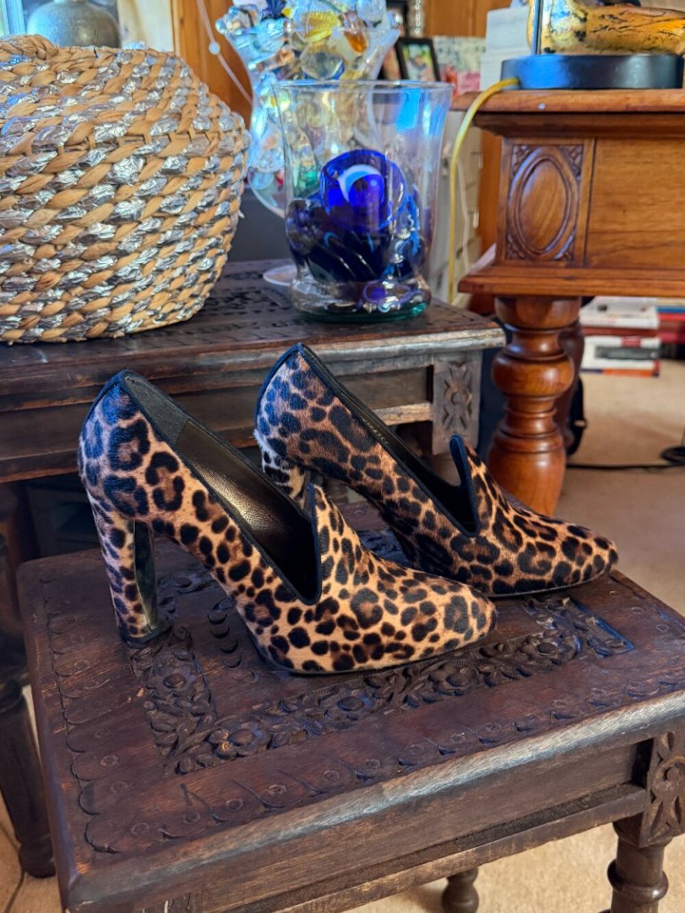 NEW! STUART WEITZMAN Pony Hair Animal Print Heels – 7